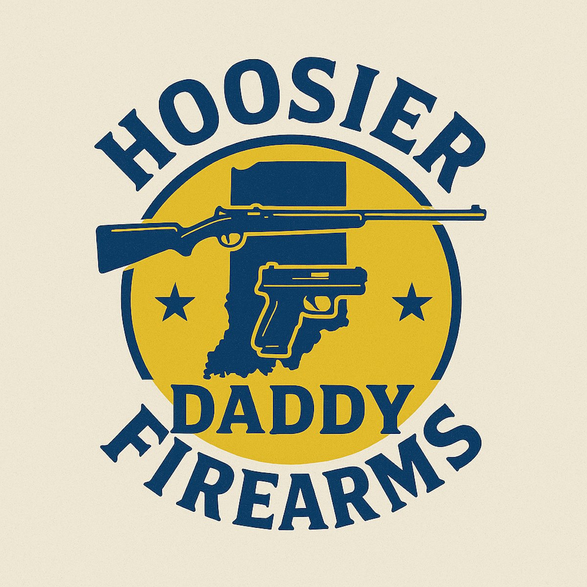 Hoosier Daddy Firearms logo with Indiana outline
